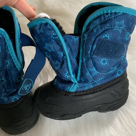 Kamik Snow Bug Blue and Black Velcro Strap Toddler Snow Boot - Picture 11 of 12